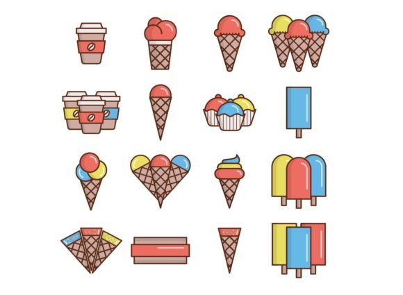 Icons Set of Ice Cream: Graphics for Local Business