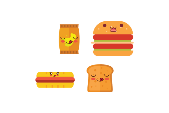 Kawaii Food Icon Graphic Illustration